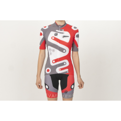 Tricou ciclism cu mânecă scurtă KEREKVAR EXPERT alb-rosu 