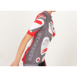 Tricou ciclism cu mânecă scurtă KEREKVAR EXPERT alb-rosu 